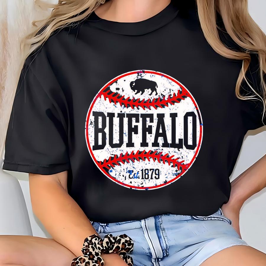 Retro Buffalo Baseball Adult Unisex T Shirt | Graphic T Shirt | Screen Printed | Premium Tee Shirt T-shirt