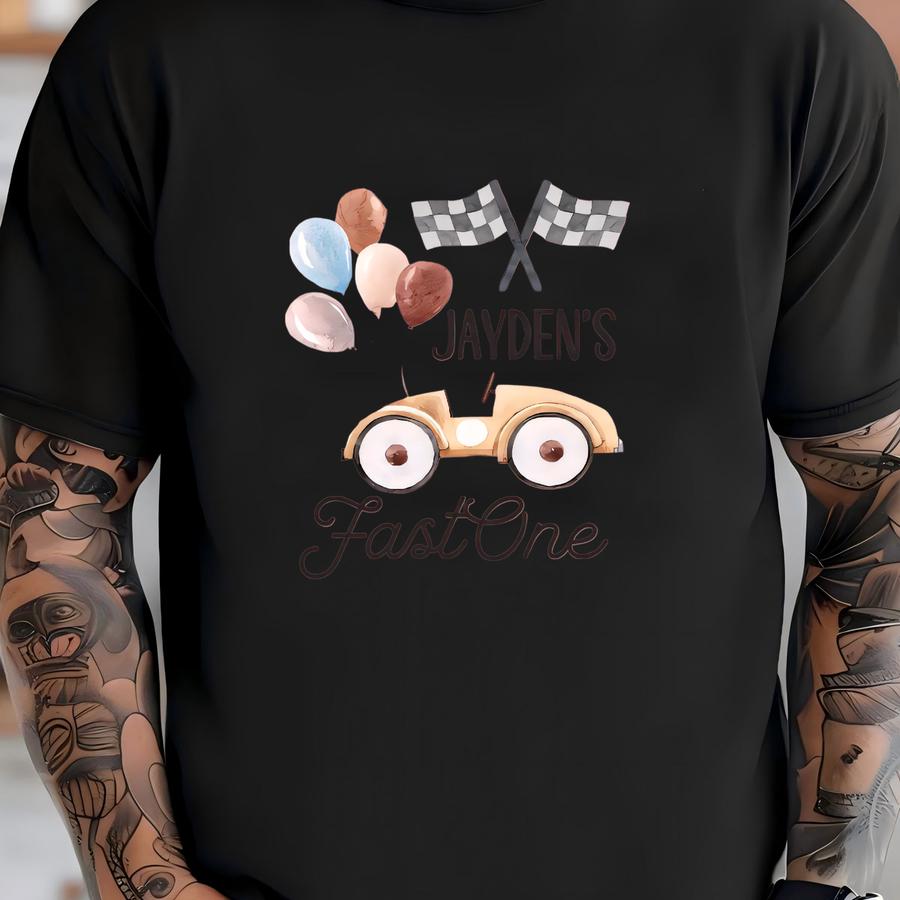 Fast One Baby Sweatshirt Romper, Custom Baby Name Romper, First Birthday Bodysuit, Race Car Birthday, Infant Clothing T-shirt