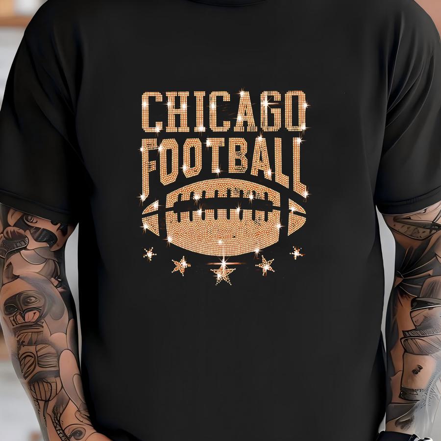 Chicago Rhinestone Football Shirt: Game Day Fan Tee T-shirt