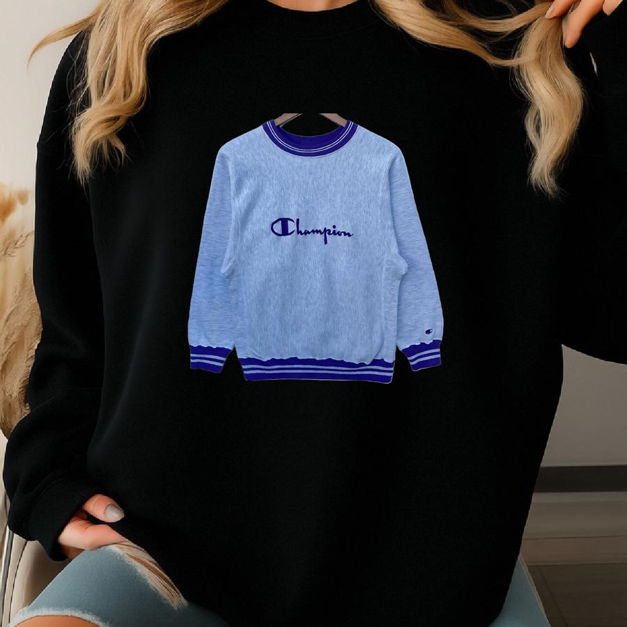 Distressed Vintage Champion Sweatshirt Sweater Purple Grey Colour Pullover Jumper Shirt Medium Crew Neck Distress Ringer Reverse Weave Sweatshirt