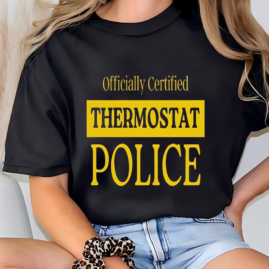 Thermostat Police Jersey Short Sve Shirt | Home Temp Monitor Hoodie | Dad Papi Adult Tee | Fathers Day Present | Daddy Pops Birthday Top T-shirt