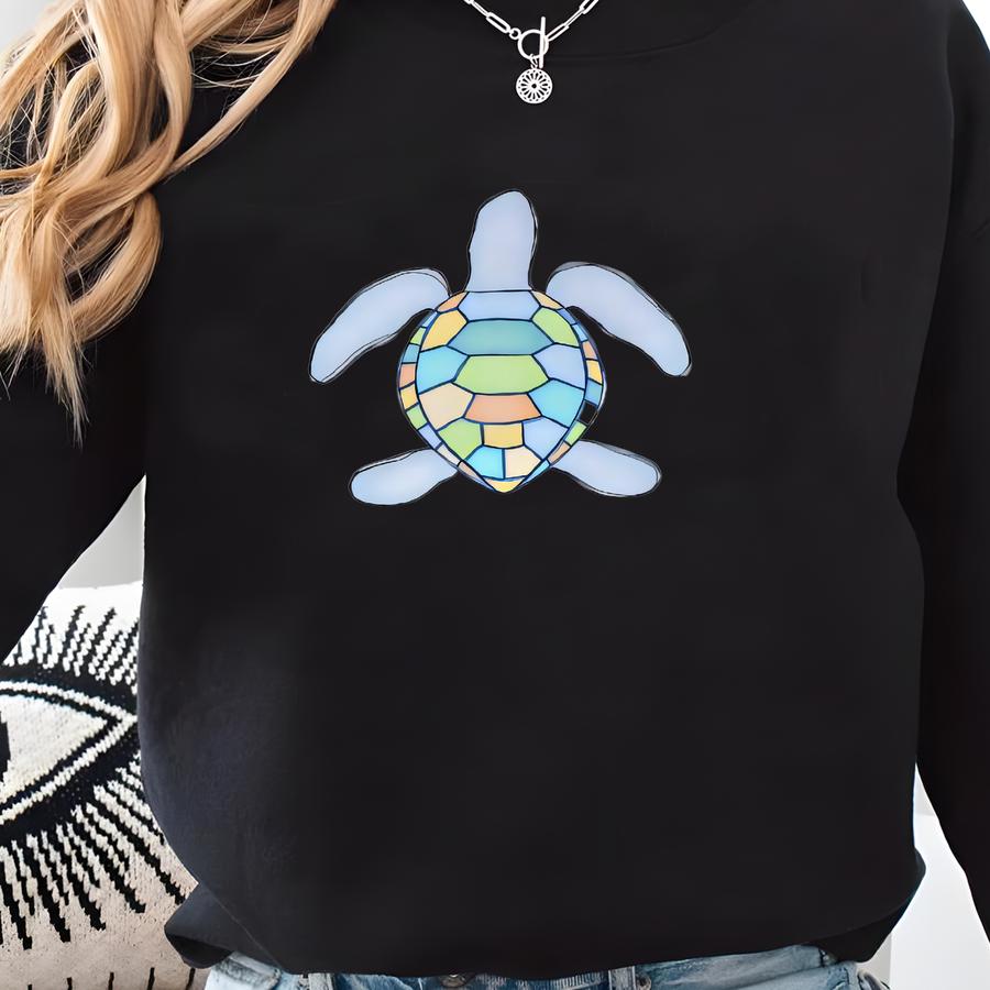 Blue Sea Turtle With Custom Name T-shirt: Custom Summer Shirts For Boys - Yl25763 Sweatshirt