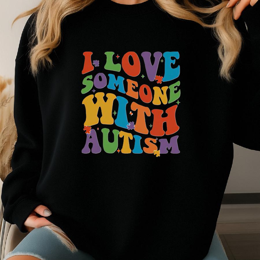 I Love Someone With Autism Baby Romper Sweatshirt, Kids Awareness Romper, Rainbow Kids Tee, Puzzle Autism Bodysuit, Newborn Outfit Sweatshirt