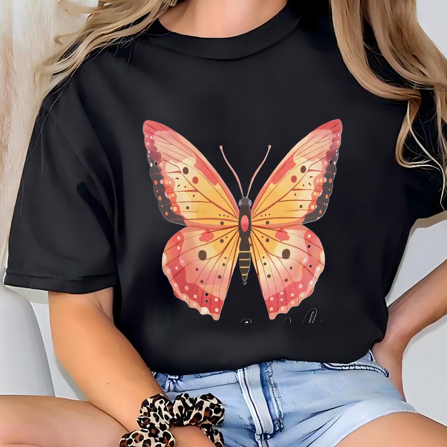 Yellow Butterfly Mug, Custom Name Butterfly Mug, Cute Butterfly Mug,butterfly Lover Gift,personalized Mug,aesthetic Mug 11oz, 12oz, 15oz Mug T-shirt