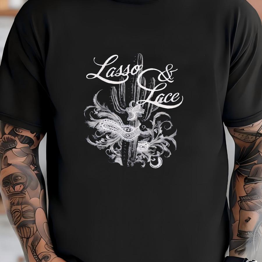 Lasso Lace Cactus Cowgirl Shirt, Western Graphic Tee, Western Shirt, Cowgirl Aesthetic, Vintage Western Tee, Rodeo Shirt, Gift For Cowgirl T-shirt
