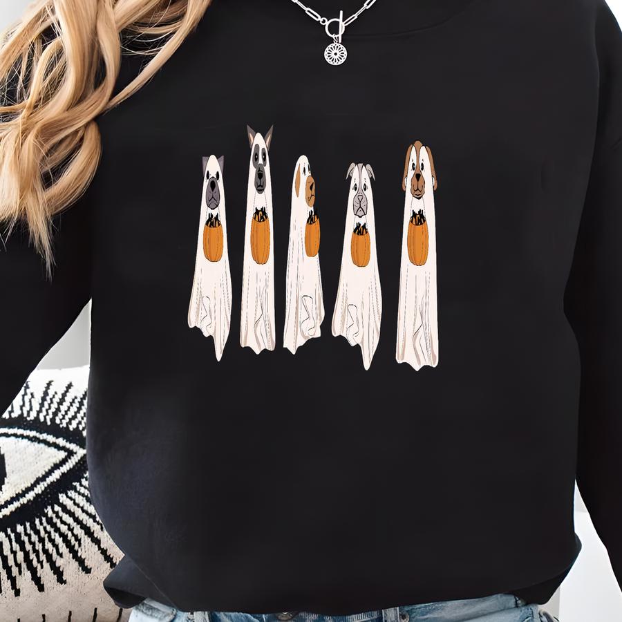 Ghost Dog Sweatshirt, Halloween Shirt, Halloween Sweatshirt, Ghost Shirt, Fall Shirt, Fall Sweater, Retro Ghost, Halloween Gift Sweatshirt