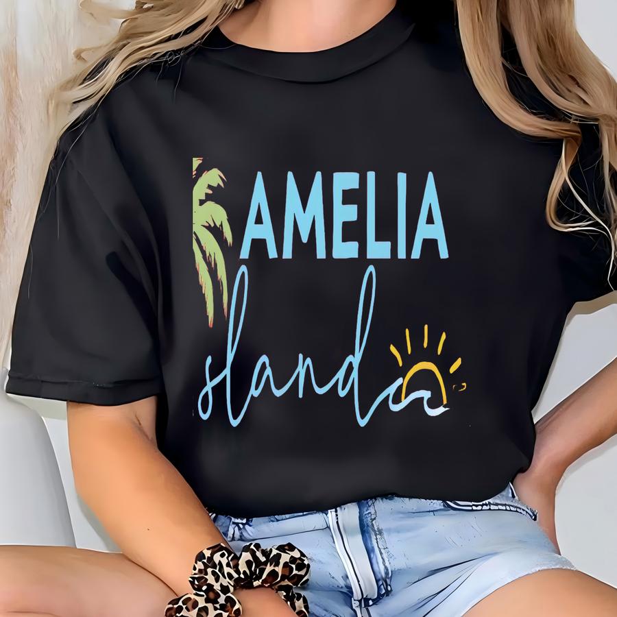 Amelia Island Florida Sun And Waves Design Casual Unisex Hoodie T-shirt