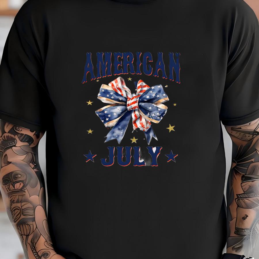 American July Baby Romper Sweatshirt, Independence Day Bubble Romper, Baby Bodysuit, Fourth Of July Baby Infant Clothing T-shirt