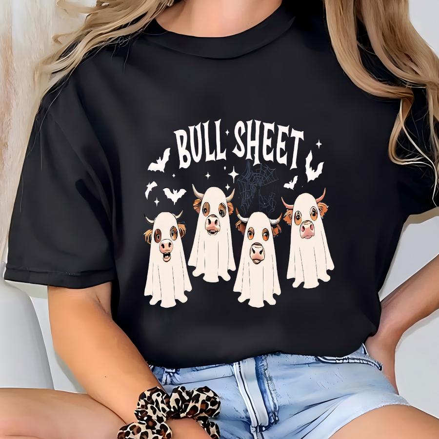 Bull Sheet Sweatshirt, Ghost Cow Sweatshirt, Halloween Shirt, Halloween Sweatshirt, Ghost Shirt, Fall Shirt, Retro Ghost, Halloween Gift T-shirt