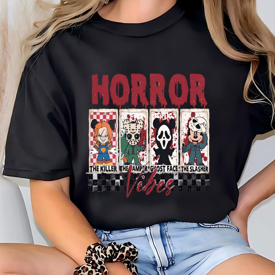 Horror Vibes Sweatshirt, Halloween Shirt, Horror Movie Halloween Sweatshirt, Horror Shirt, Sweatshirt, Retro Ghost, Halloween Gift T-shirt