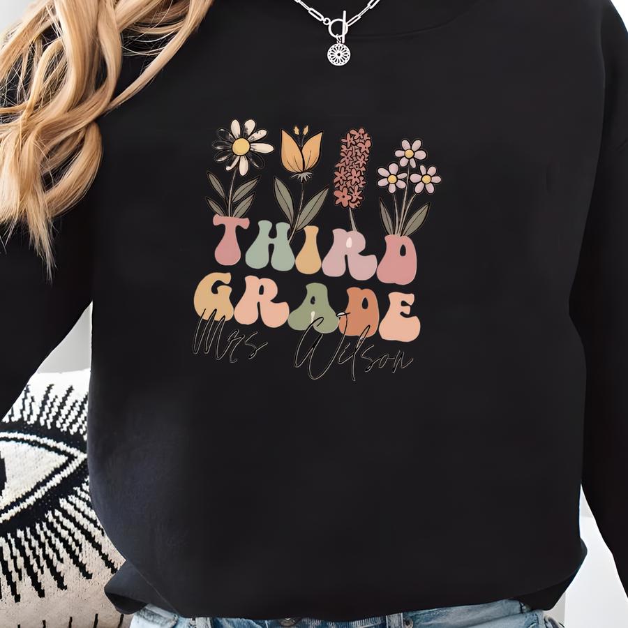 Personalized Third Grade Teacher Sweatshirt, Custom Teacher Hoodie For 3rd Grade Teachers, Third Grade Crew Teacher Crewneck, Teacher Gifts Sweatshirt