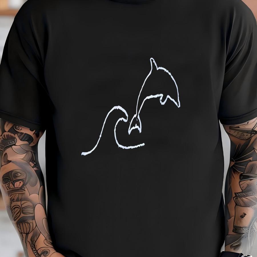 Dolphin Wave Sweatshirt, Holiday, Animals, Nature, Minimalist T-shirt