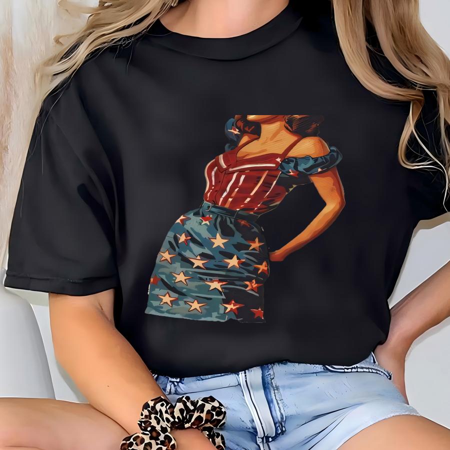 Chill The 4th Out Can Cooler | Fourth Of July Drink Coozie | Vintage Retro Cowgirl Western Can Insulator | Beer Seltzer Pop Coke Can Cover T-shirt