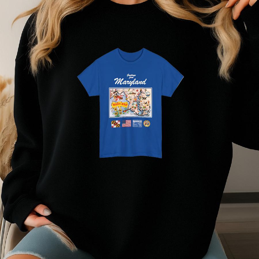 Maryland State Map - Unisex Tee, Art Print, Hoodie, Sweatshirt, Shirt, T Shirt, T-shirt, Tee, Gift, Vintage Tee, Unisex Tee Sweatshirt