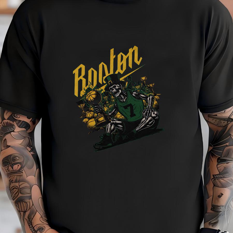 Boston Basketball Skeleton Graphic Tee - Vintage Celtics Shirt T-shirt