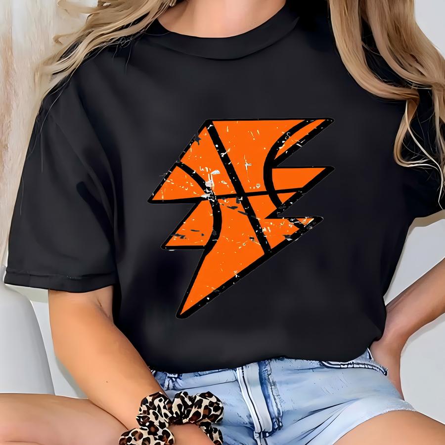 Distressed Lightning Bolt Basketball Sweatshirt: Unisex Crewneck Pullover T-shirt
