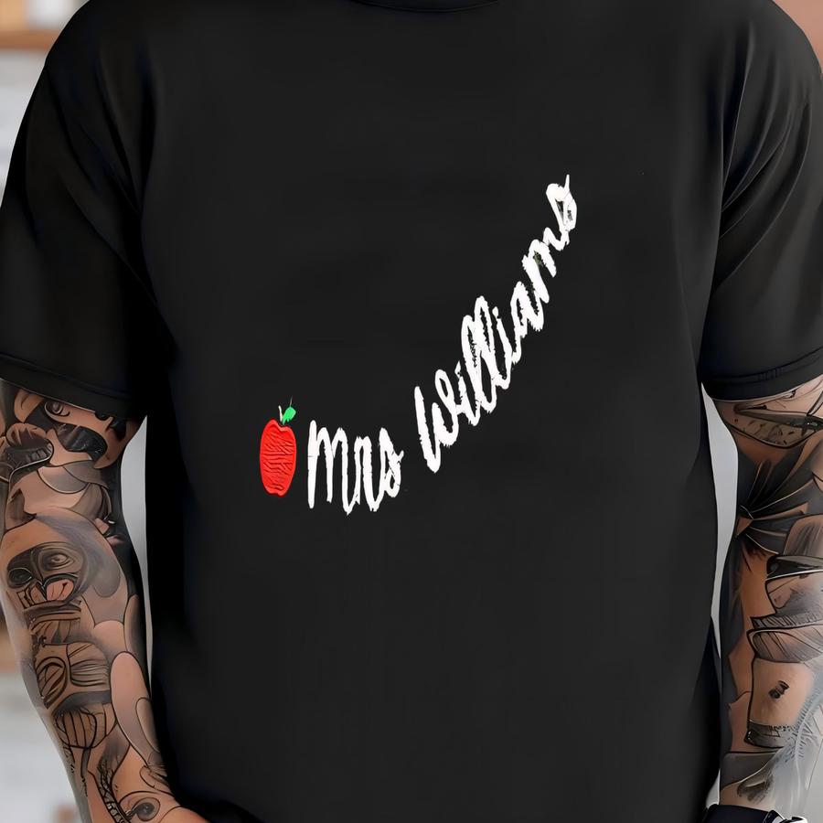 Teacher Sweatshirt: Personalized Apple Collar Neckline Gift T-shirt