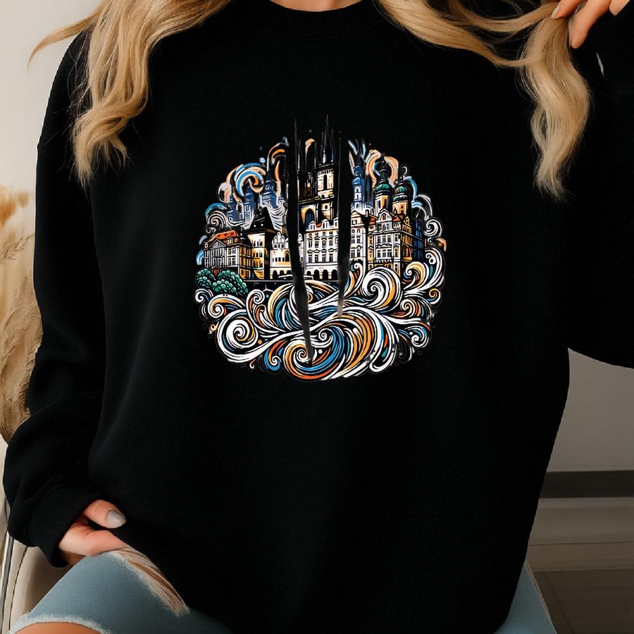 Prague Hoodie. Prague Gift. Cityscape Hoodie. Cityscape Gift. Prague Lover Hoodie. Prague Lover Gift. Prague Sweatshirt. Travel Hoodie Sweatshirt