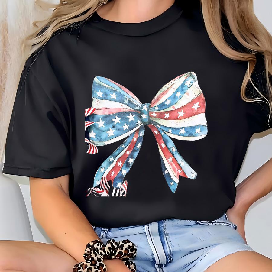 Coquette 4th Of July Shirt - American Flag Shirt - Usa Shirt - Retro 4th Of July Shirt - Coquette Bow Tee - Patriotic Shirt - Fourth Of July T-shirt