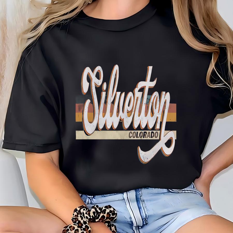 Silverton Colorado Sweatshirt: Retro Sunset Unisex Design T-shirt