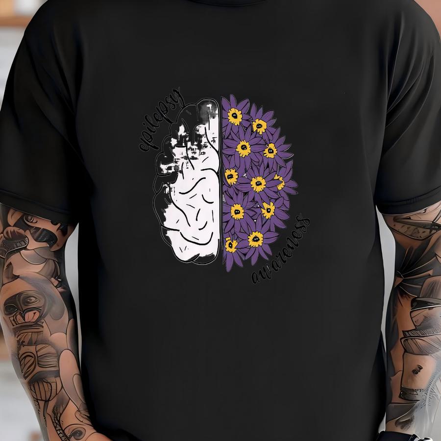 Epilepsy Awareness Shirt, Epilepsy Shirt, Motivational Shirt, Purple Ribbon Shirt, Awareness Gift, Flowers Shirt T-shirt