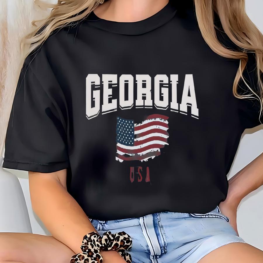 Georgia Usa Hoodie: American Flag Graphic, Tee T-shirt