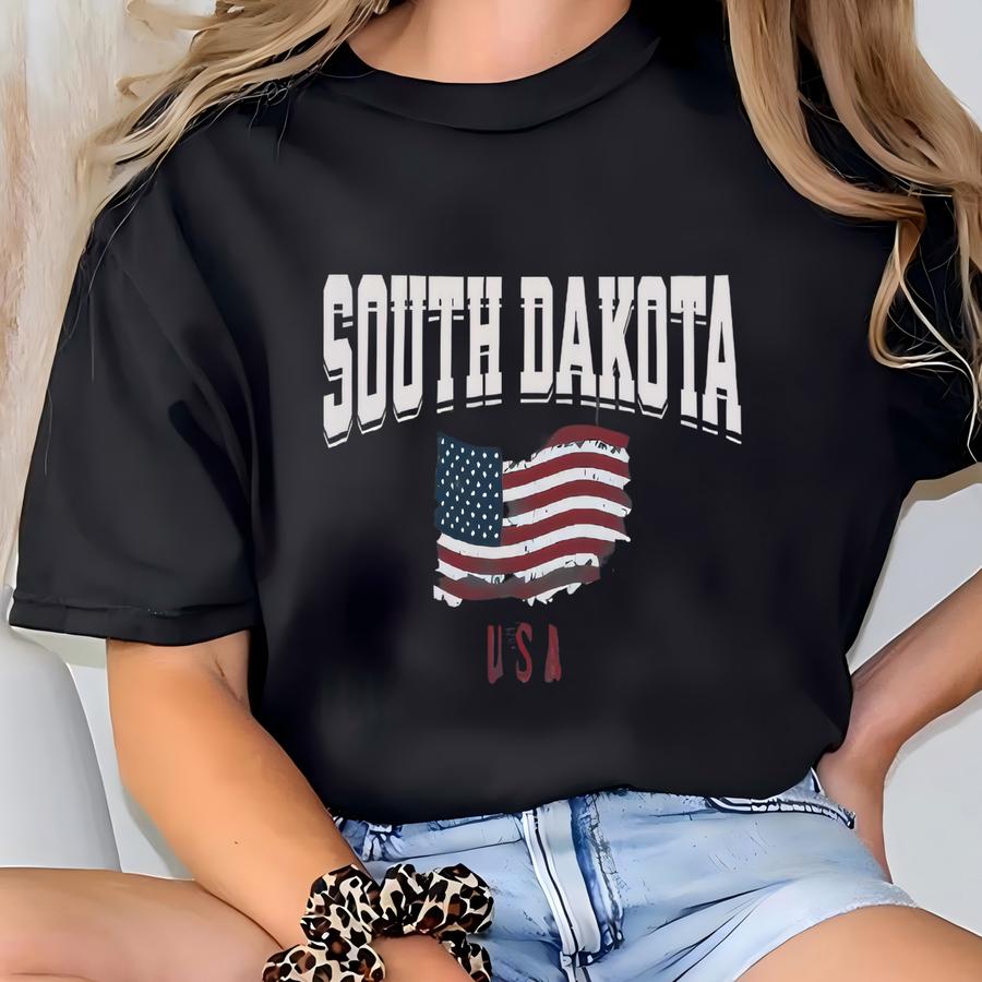 South Dakota Usa Flag Hoodie: Patriotic Tee T-shirt