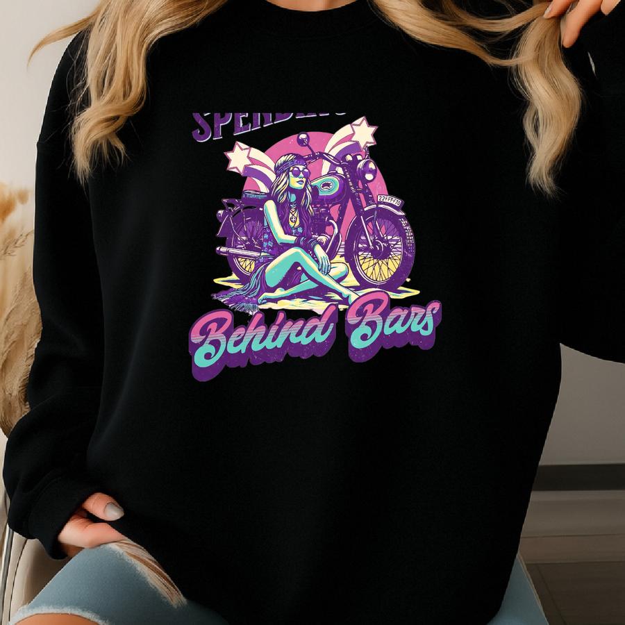 Motorcycle Retro Ladies Shirt, Motorcycle Gift For Girl, Gift For Sister, Biker Babe Vintage Design Shirt, Biker Hippie Chick, 1970s Graphic Sweatshirt