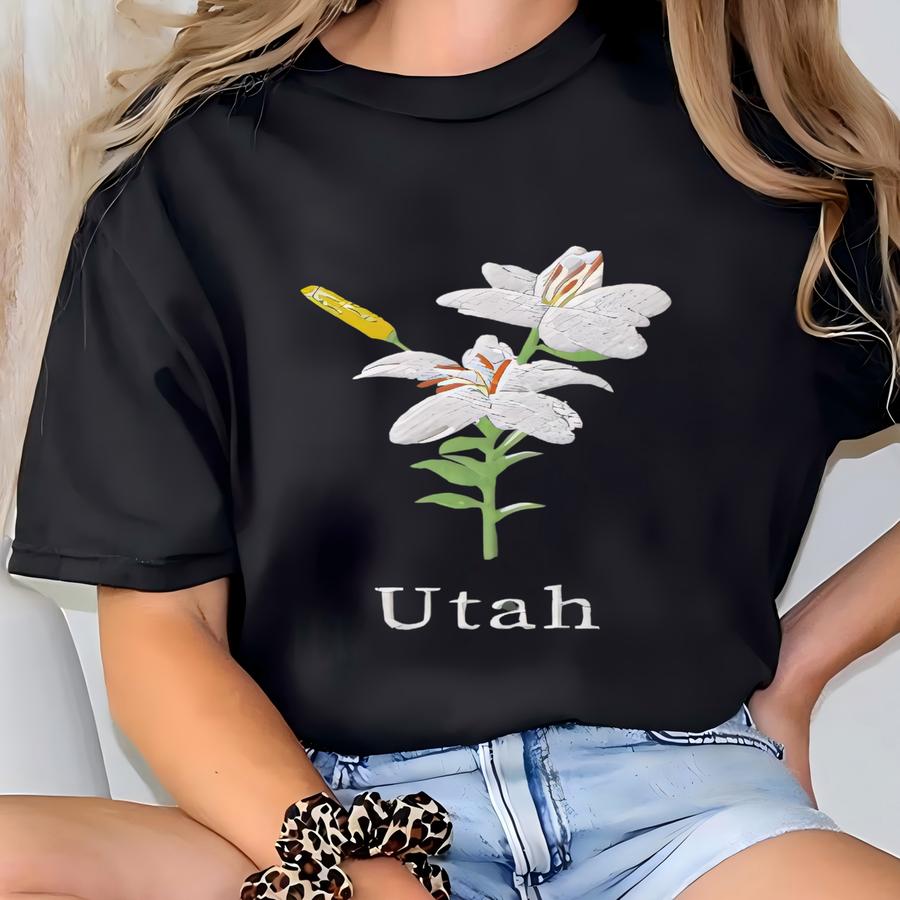 Utah State Flower Sweatshirt, Utah Crewneck Sweater, Sego Lily Flower Shirt, Utah Sweatshirt, Custom Utah Shirt T-shirt