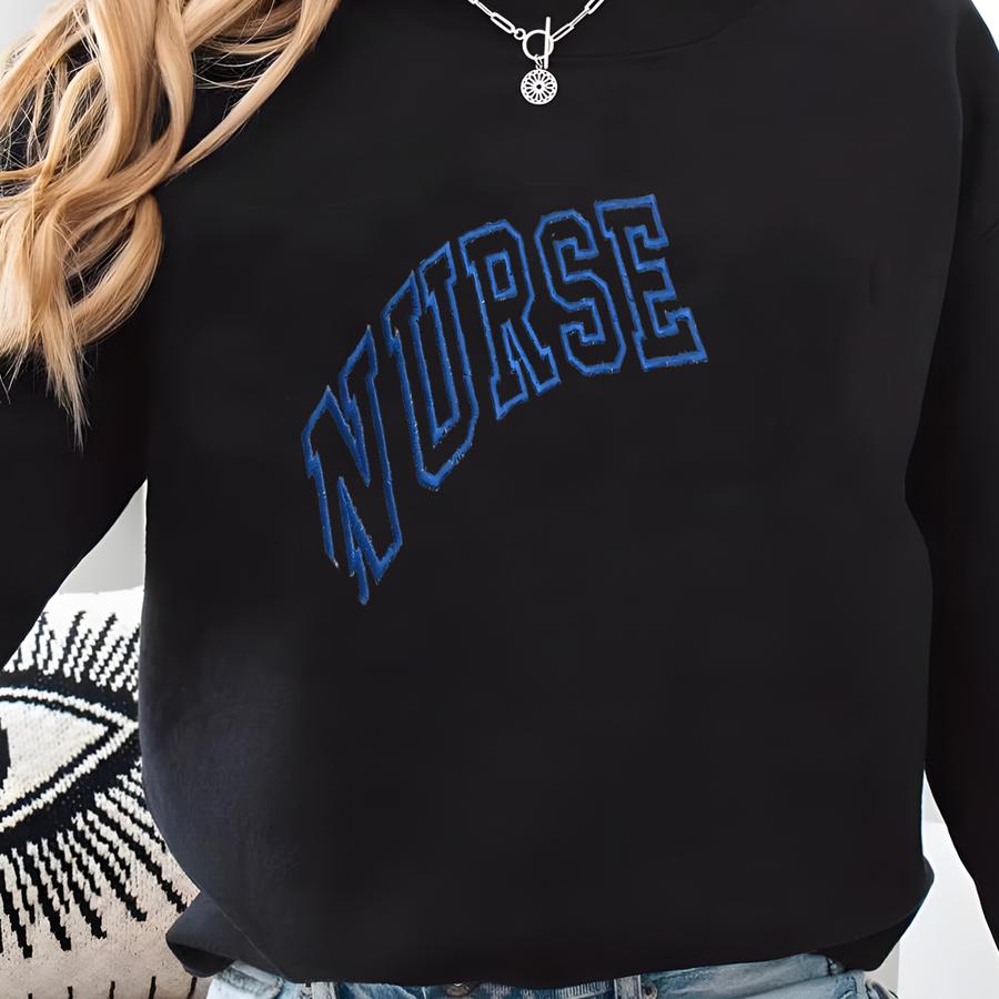 Blue Nurse Sweatshirt, Nurse Customized Sweatshirts Registered Nurse, Nursing Hoodie, Nursing School Sweatshirt