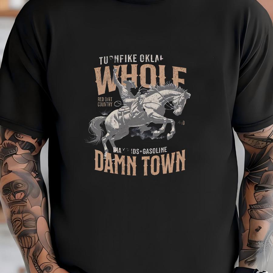 Turnpike Whole Damn Town Diamonds Gasoline Oklahoma Red Dirt Country Unisex Heavy Blend™ Crewneck Sweatshirt, Turnpike Music Merch T-shirt