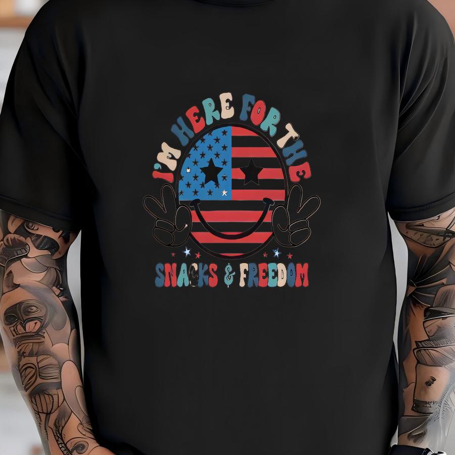 Custom I'm Here For The Snacks Freedom, Baby Romper Sweatshirt, Usa Baby Romper, 4th July Romper Sweatshirt, Matching Baby Outfits T-shirt