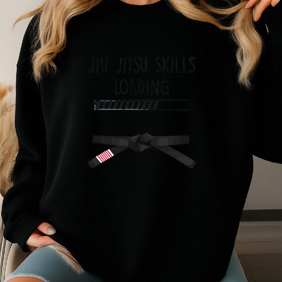 Jiu Jitsu Skills Loading Baby Romper Sweatshirt, Black Belt Romper, Future Jitsu Bodysuit, Newborn Outfit Sweatshirt