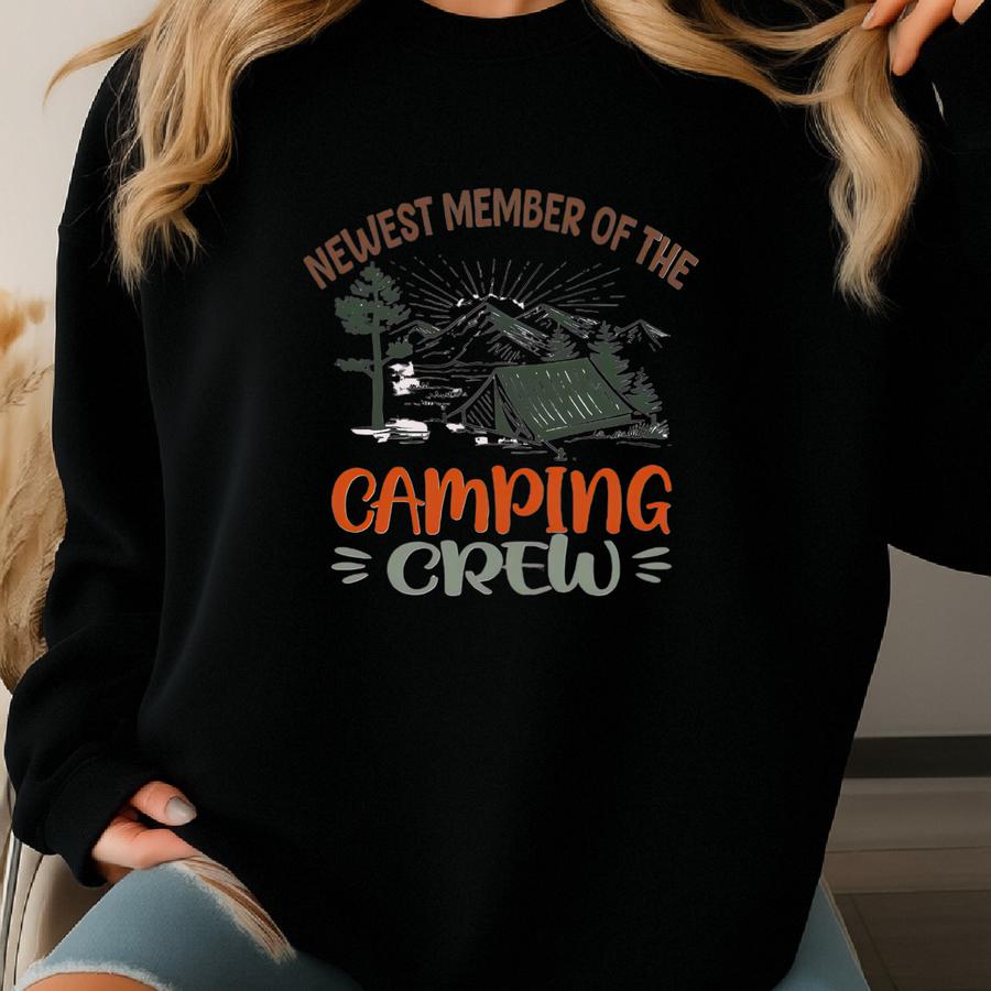 Newest Member Of The Camping Crew Baby Romper Sweatshirt, Camping Bodysuit, Camping Adventure , Newborn Outfit Sweatshirt