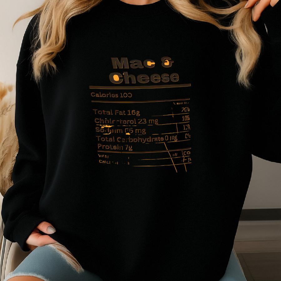 Mac Cheese Bella Canva® Thanksgiving Nutrition, Food Apparel Shirt, Holiday Tee, Bella Canva® Sweatshirt