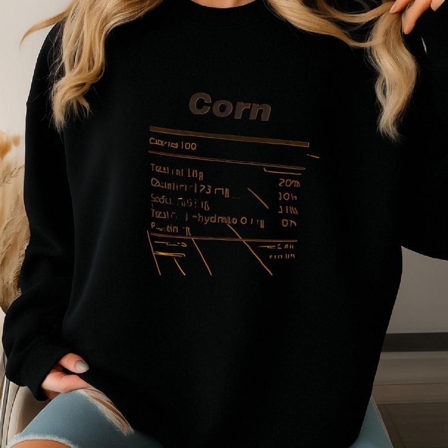 Corn Bella Canva® Thanksgiving Nutrition, Food Apparel Shirt, Holiday Tee, Bella Canva® Sweatshirt