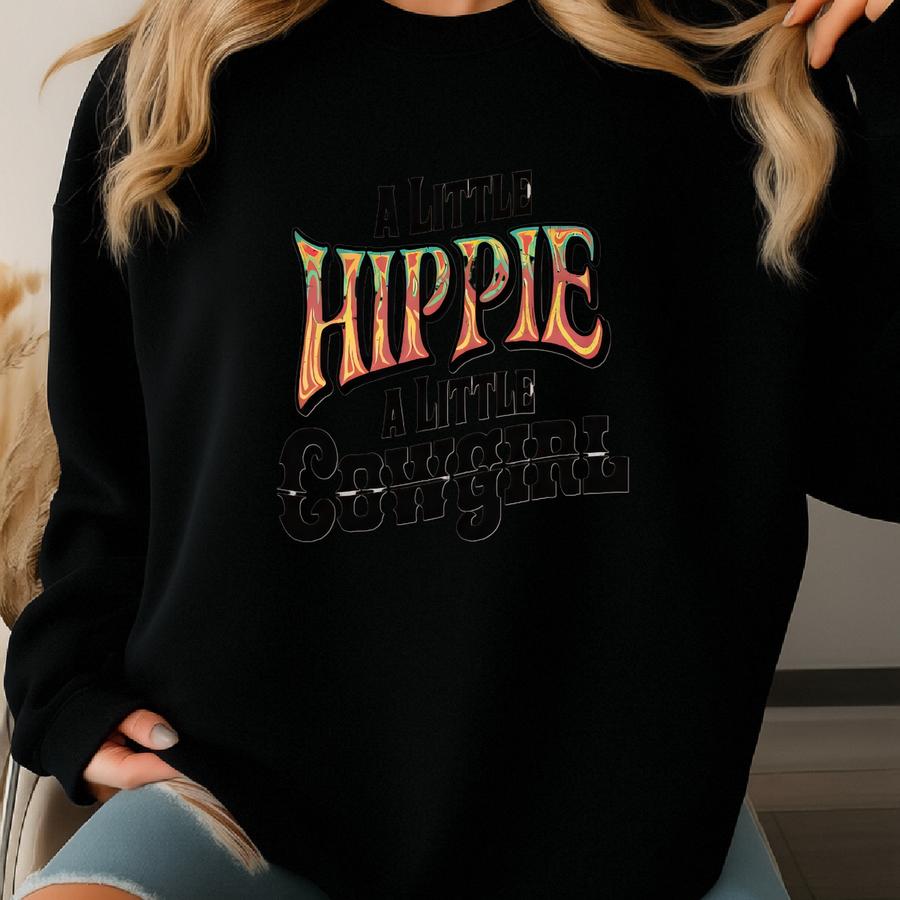 Little Hippie Little Cowgirl Western Shirt, Western Graphic Tee, Retro Shirt, Cowgirl Tee Wild West Shirt, Cowgirl Aesthetic, Cowgirl Gift Sweatshirt