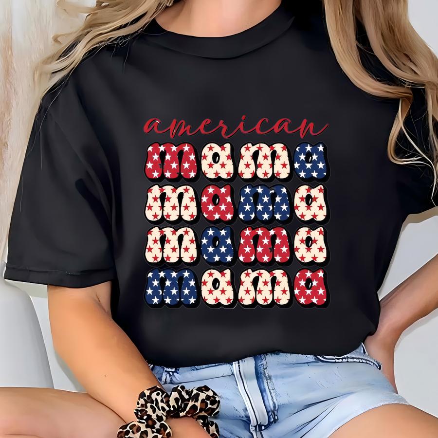 American Mama Shirt: Patriotic 4th Of July Family Matching Tee T-shirt