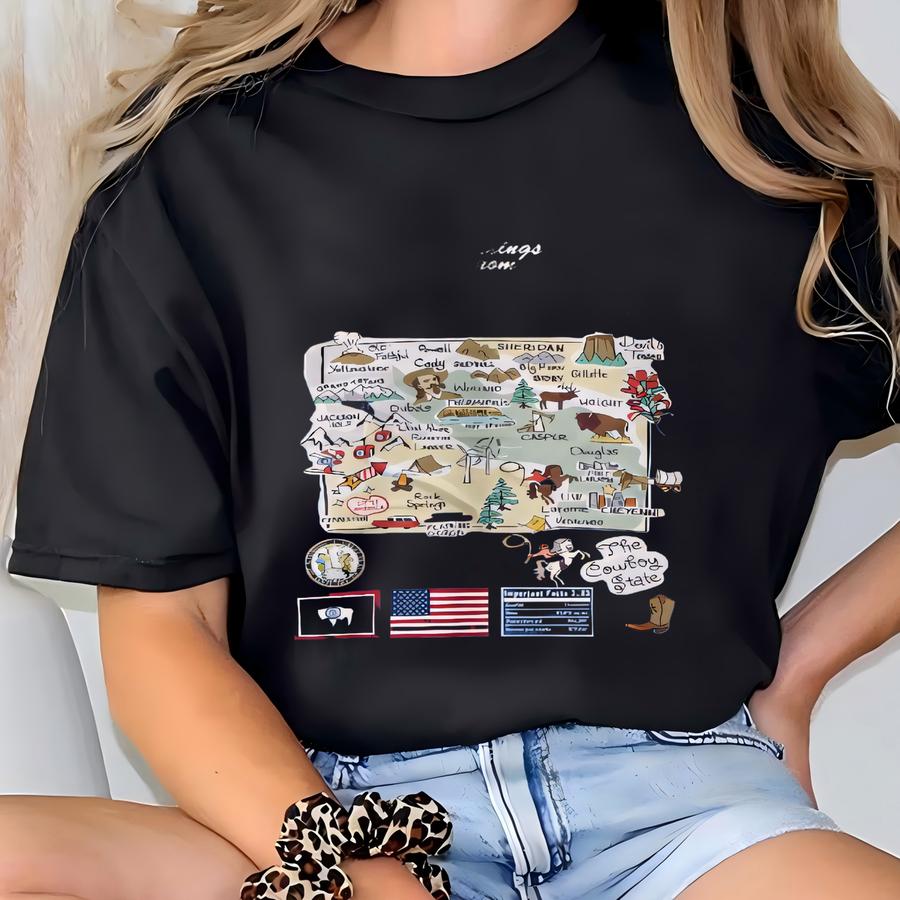 Wyoming State Map - Unisex Sweatshirt, Art Print, Sweatshirt, Hoodie, Shirt, T Shirt, Hoodie, Tee, Gift, Vintage Shirt T-shirt