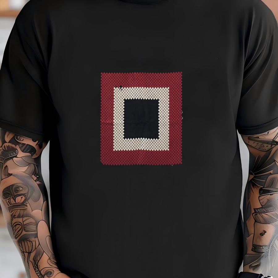 Rare!! Vintage Checked Black Red Silk Scarf (30.5 X 31.5) T-shirt