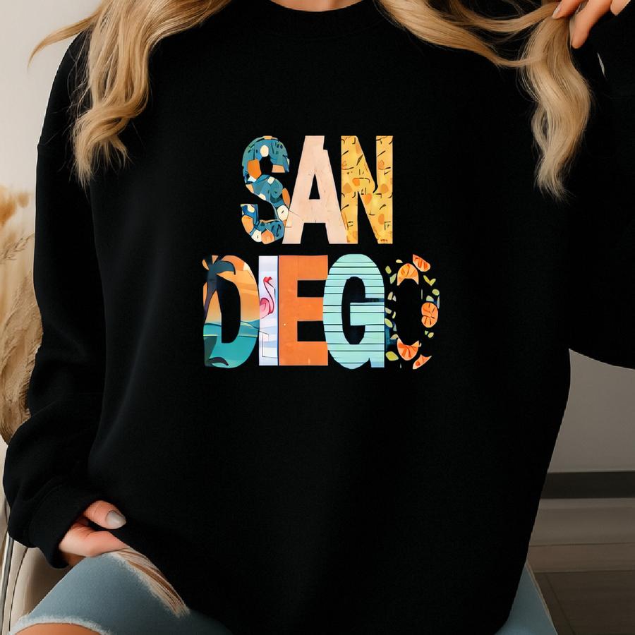 San Diego Womens Floral Oranges Sweatshirt Gifts California Travel Sunshine Beach Flamingo Sunset Gifts For Mom Rv Camping Travel. Sweatshirt