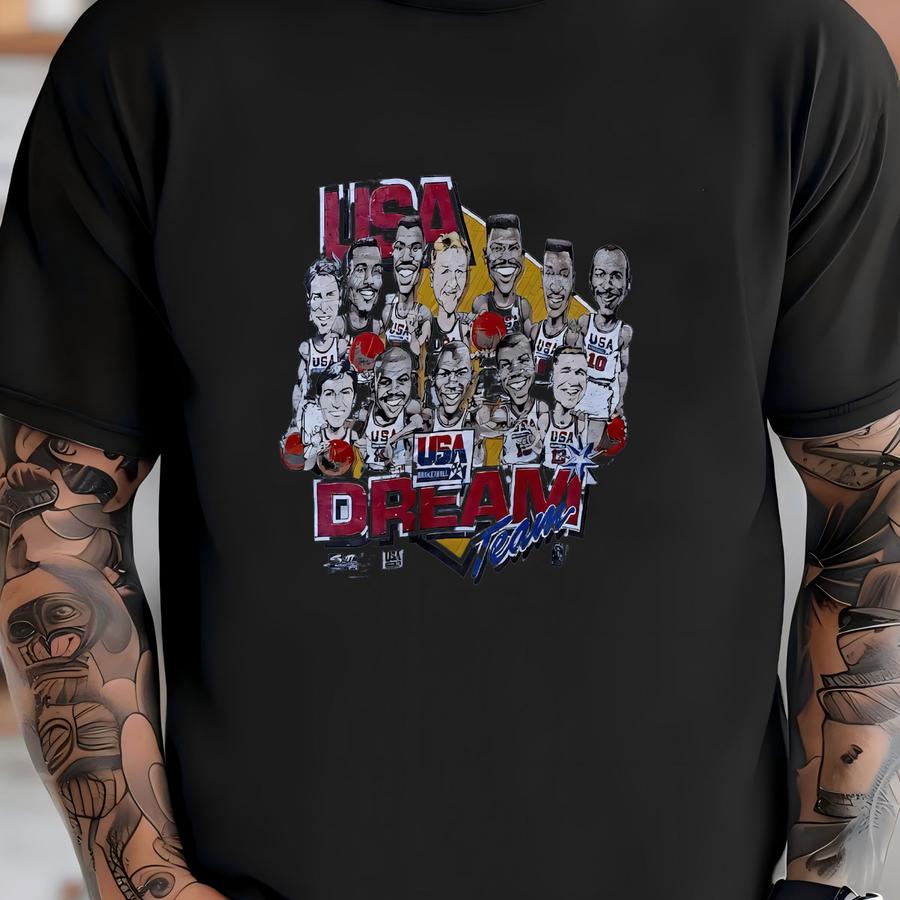 Vintage 80s Usa Basketball Dream Team Crewneck Big Logo Sweatshirt Jumper Jacket Gray Colour Medium Size T-shirt