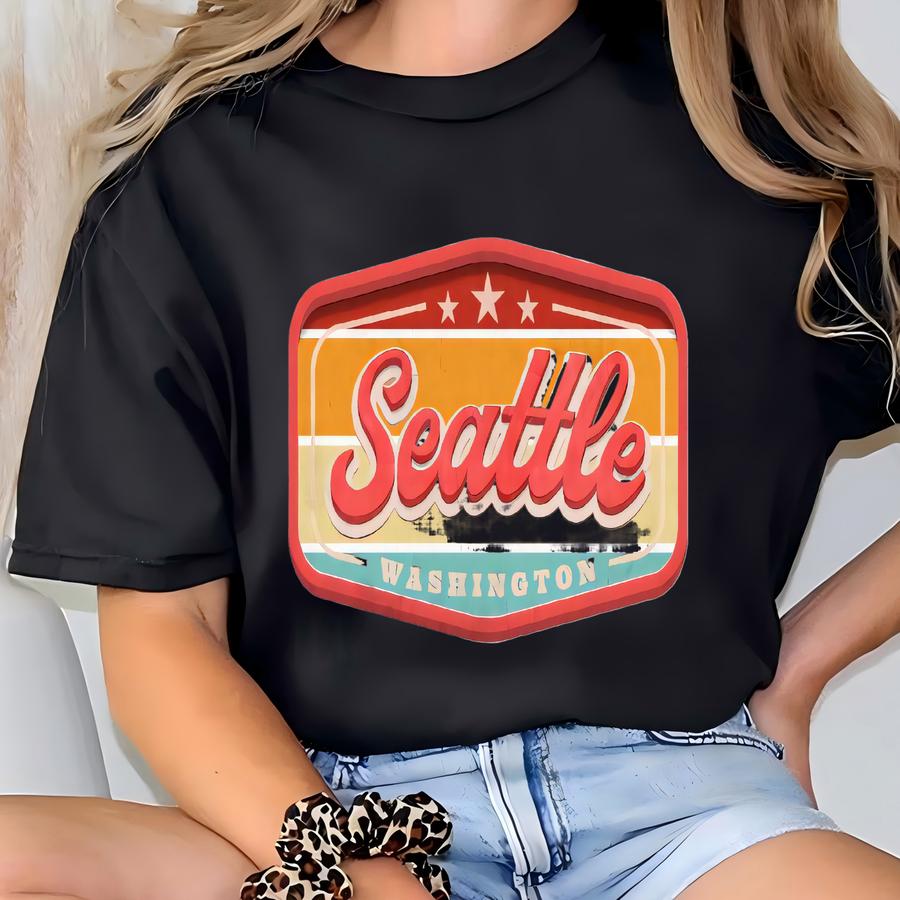 Seattle Washington Hoodie: Vintage Style Souvenir Tee T-shirt