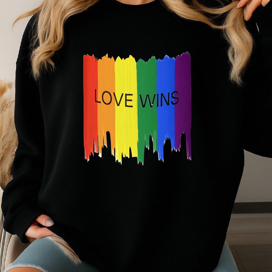 Love Wins Coffee Cup, Rainbow Paint Mug, Pride, Pride Month, Lgbtq, Lgbtqa, Love Is Love, White Glossy Mug Sweatshirt