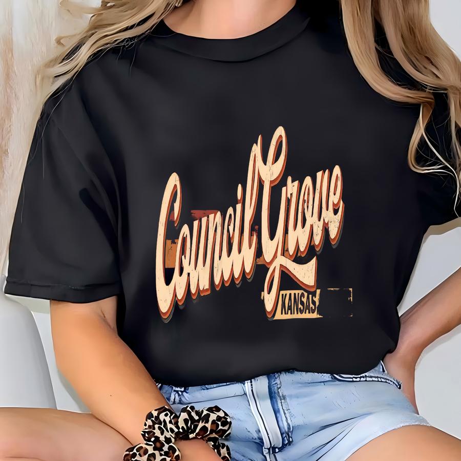 Council Grove Kansas Hoodie: Retro Travel Souvenir Tee T-shirt