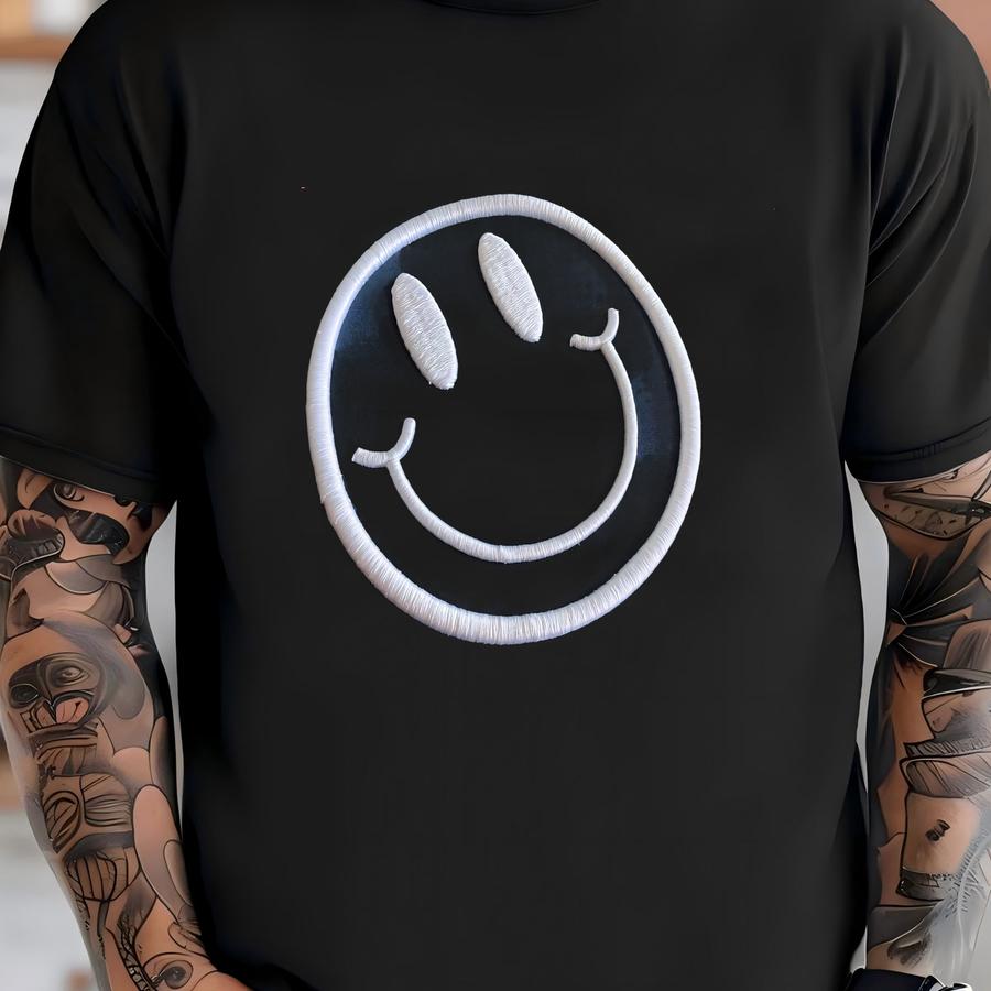 Face 3d Puff Y Design - Happy Face Y - 3d Happy Face Design - Puff Foam Y - Machine Y T-shirt