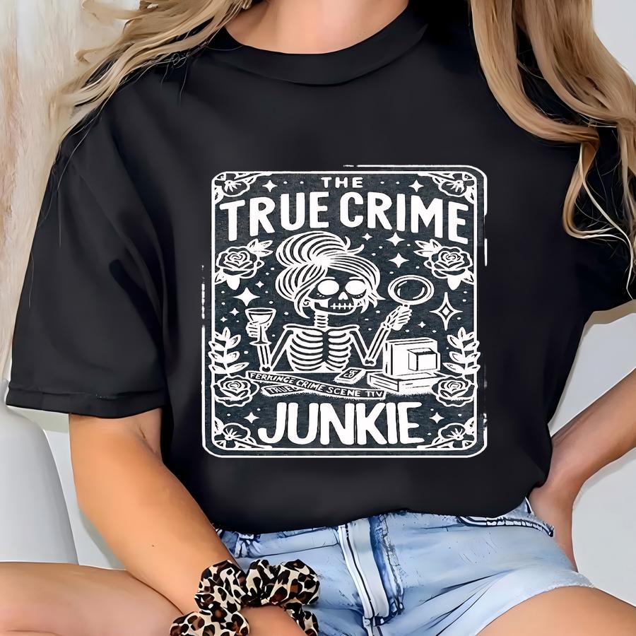 True Crime Tarot Card Shirt, Funny Tarot Card Shirt, Witchy Vibes Sweatshirt, Skeleton Tarot Card Shirt, Tarot Lover Gift T-shirt