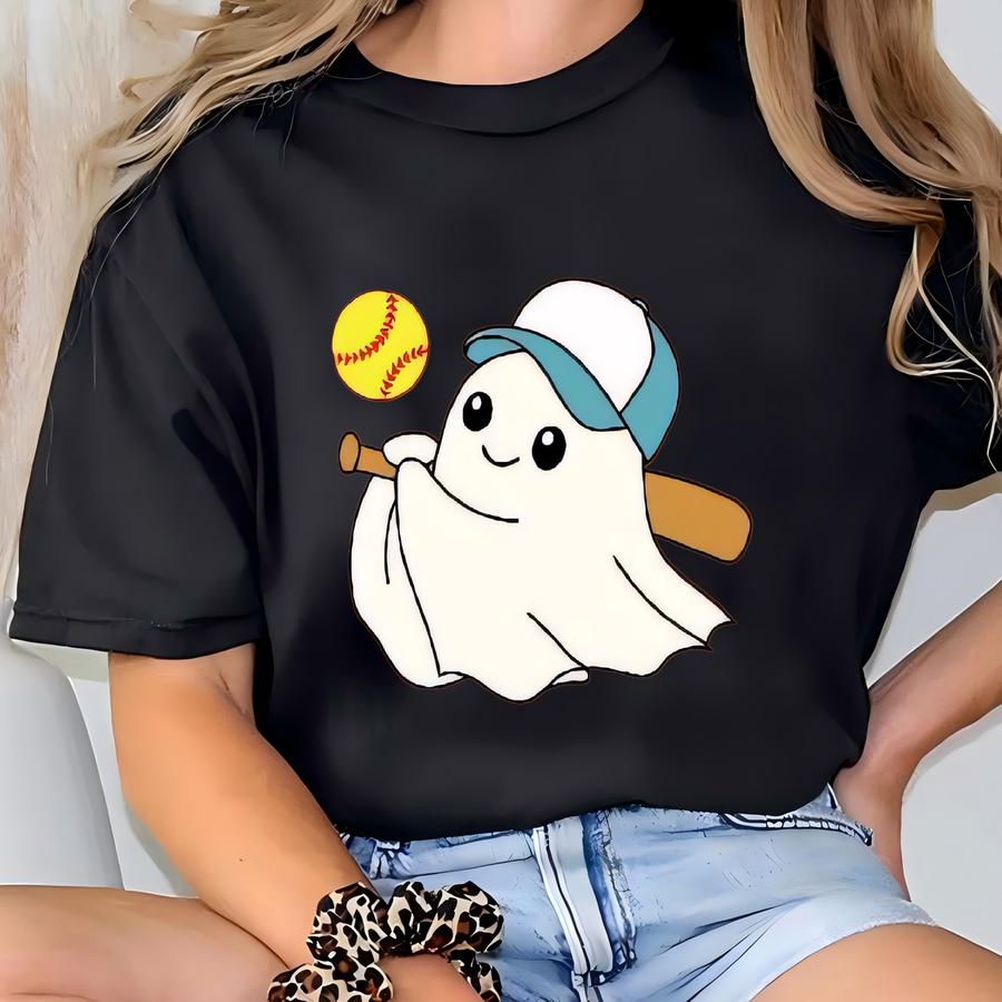 Pocket Ghost Baseball Shirt, Cute Halloween Tee, Spooky Softball Mom Gift, Funny Sports Apparel For Her, Unique Halloween Hoodie T-shirt