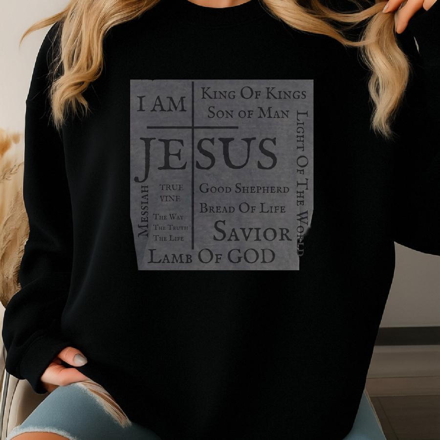 Names Of Jesus Tshirt Cross Gift Tee, Christian Dad Father Shirt, Mens Bible Verse Sweatshirt