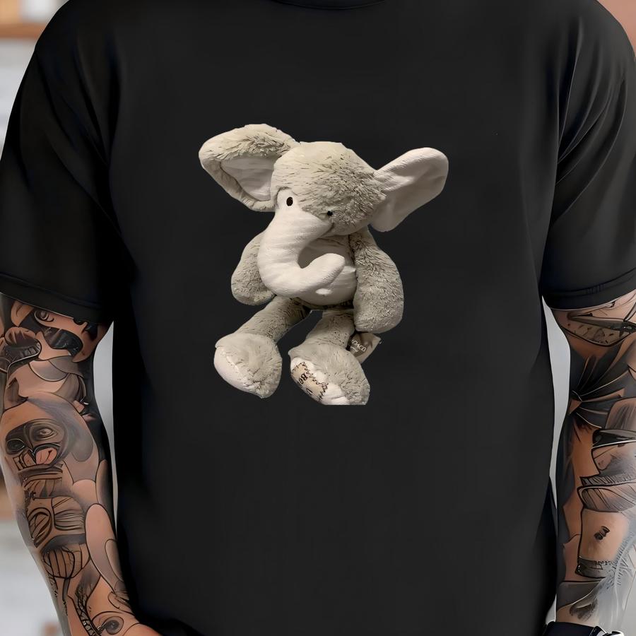 Demdaco Gray Plush Elephant Stuffed Doll Animal Toy 14.5 In Tall Be Brave T-shirt